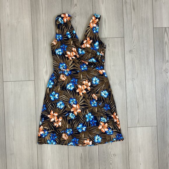 Lands' End 6L 6 Long Tummy Control Surplice Faux-Wrap One-Piece Swim Dress - Picture 1 of 10